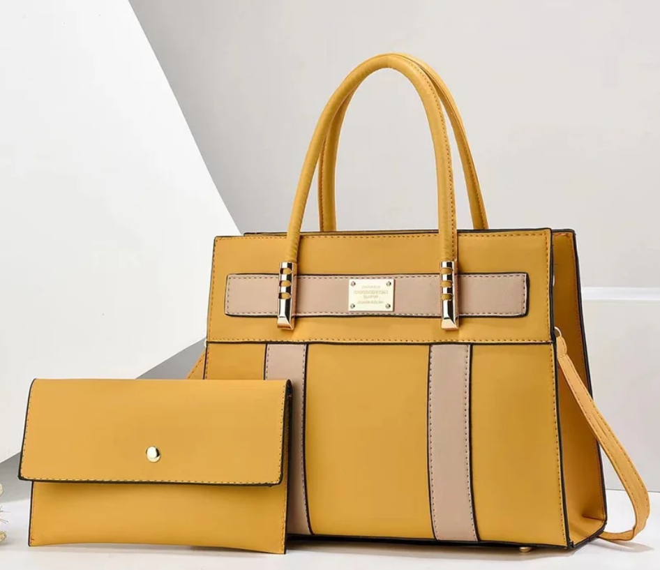 Conjunto de bolso y cartera Patchwork, gran capacidad