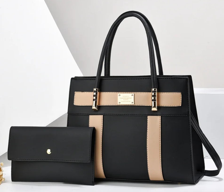 Conjunto de bolso y cartera Patchwork, gran capacidad